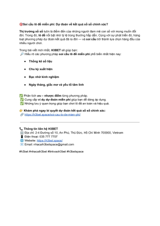 Soi cầu lô đề miễn phí_ Dự đoán về kết quả xổ số chính xác