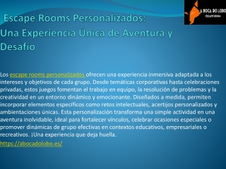 Escape Rooms Personalizados- Una Experiencia Única de Aventura y Desafío