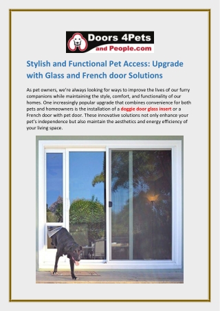 Stylish and Functional Pet Access Upgrade with Glass and French door Solutions