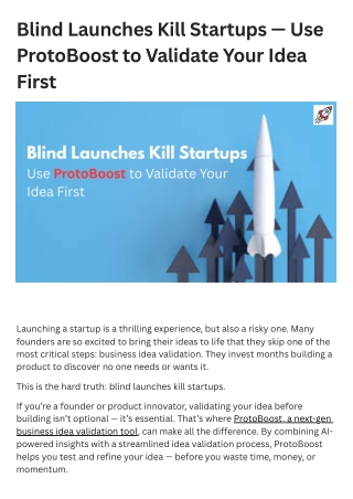 Blind Launches Kill Startups — Use ProtoBoost to Validate Your Idea First