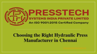 Choosing the Right Hydraulic Press Manufacturer in Chennai