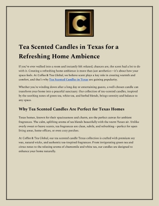 Tea Scented Candles in Texas for a Refreshing Home Ambience