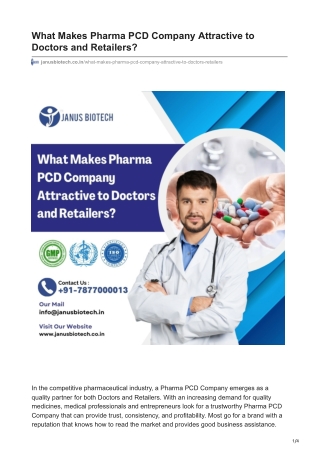 What Makes Pharma PCD Company Attractive to Doctors and Retailers?