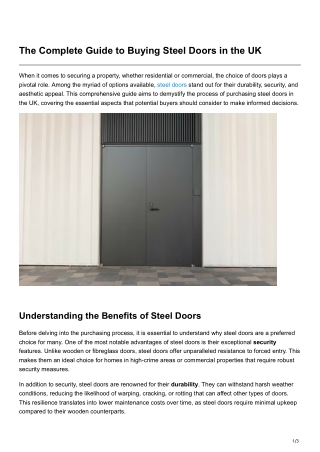 The Complete Guide to Buying Steel Doors in the UK