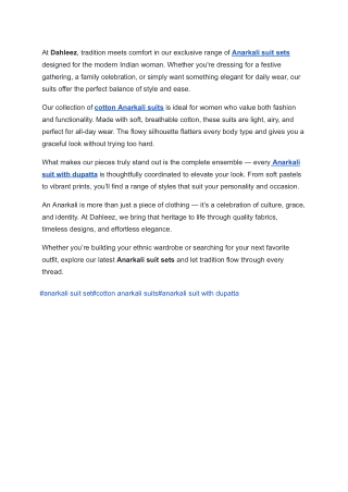 Cotton Anarkali Suits with Dupatta | Stylish Anarkali Suit Sets Online