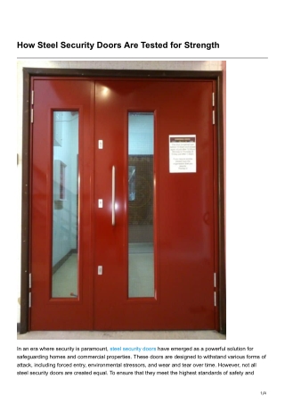 How Steel Security Doors Are Tested for Strength