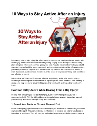 10 Ways to Stay Active After an Injury