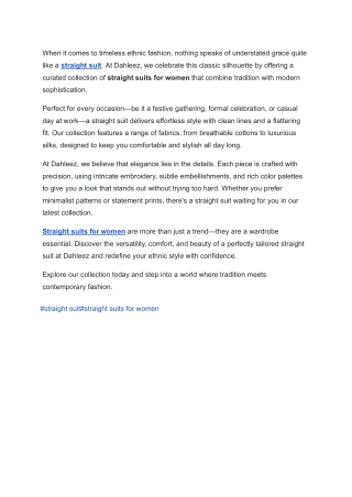 Shop Elegant Straight Suits for Women Online | Dahleez Ethnic Collection