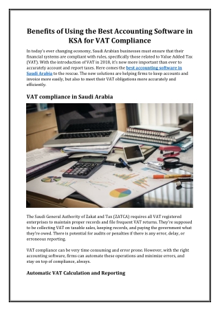 Benefits of Using the Best Accounting Software in KSA for VAT Compliance