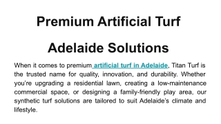 Premium Artificial Turf Adelaide Solutions