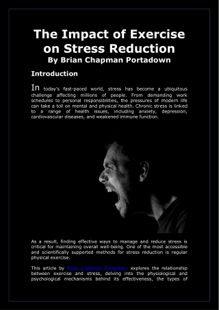 The Impact of Exercise on Stress Reduction By Brian Chapman Portadown