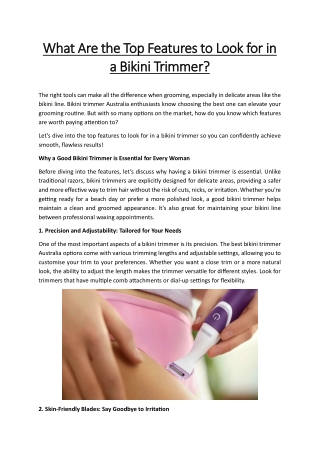 What Are the Top Features to Look for in a Bikini Trimmer