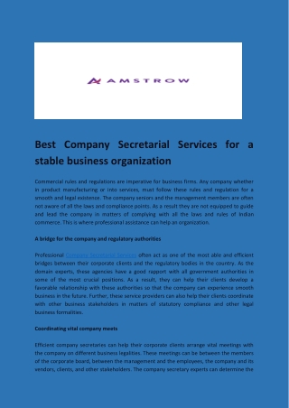 Best Company Secretarial Services for a stable business organization