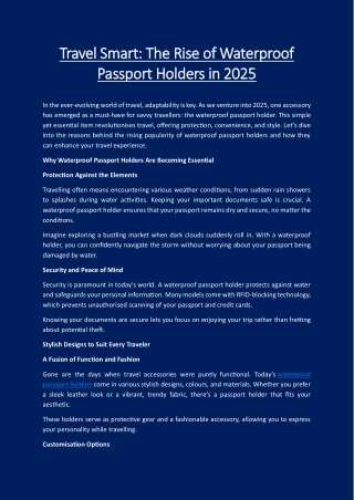 Travel Smart The Rise of Waterproof Passport Holders in 2025