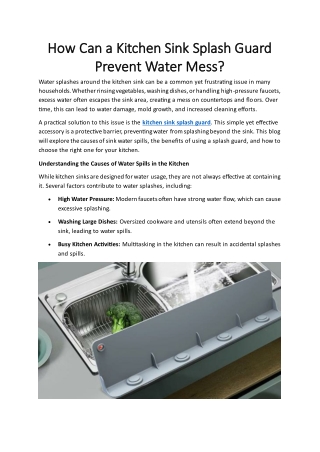 How Can A Kitchen Sink Splash Guard Prevent Water Mess