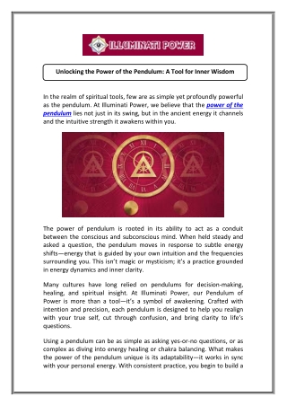 Discover Pendulum Power - ILLUMINATI Power