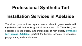 Professional Synthetic Turf Installation Services in Adelaide