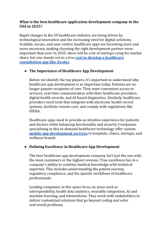 What is the best healthcare application development company in the USA in 2025
