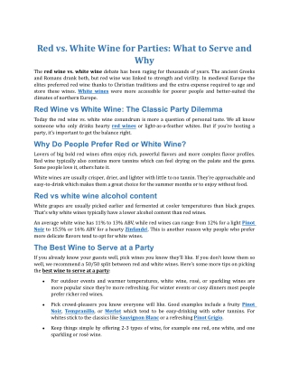 Red vs White Wine