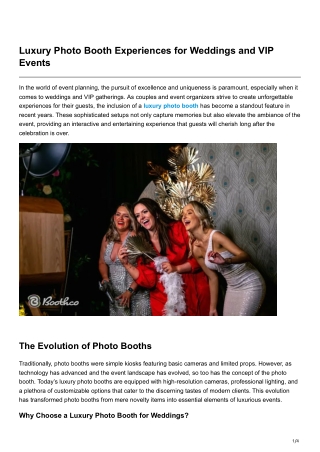 Luxury Photo Booth Experiences for Weddings and VIP Events