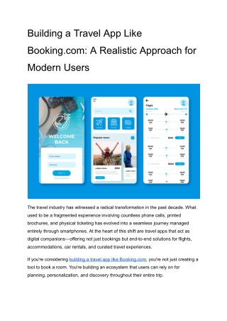 How to Build a Travel App Like Booking.com: Features, Costs, and Key Insights