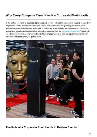 Why Every Company Event Needs a Corporate Photobooth