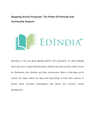 Stopping School Dropouts_ The Power Of Parental And Community Support