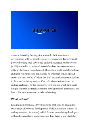 Amazon’s Kiro The AI Coding Revolution Unveiled