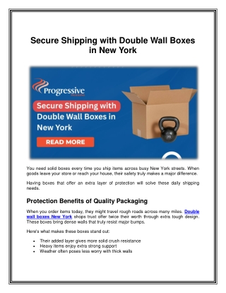 Secure Shipping with Double Wall Boxes in New York