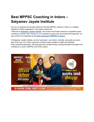 Best MPPSC Coaching in Indore