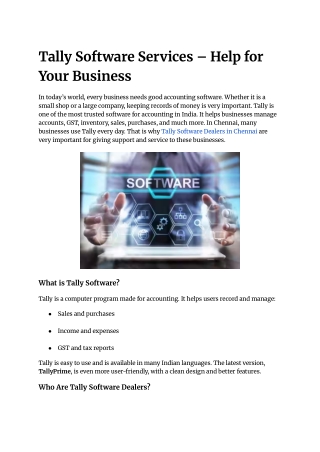 Tally Software Dealers In Chennai