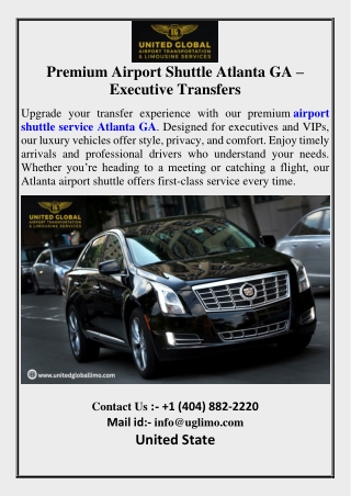 Premium Airport Shuttle Atlanta GA – Executive Transfers