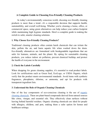 A Complete Guide to Choosing Eco-Friendly Cleaning Products