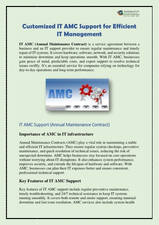 Customized IT AMC Support for Efficient IT Management