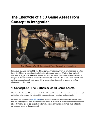 The Lifecycle of a 3D Game Asset From Concept to Integration