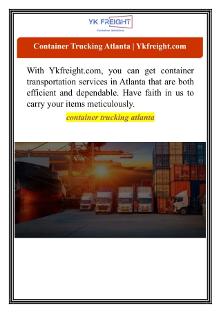 Container Trucking Atlanta | Ykfreight.com