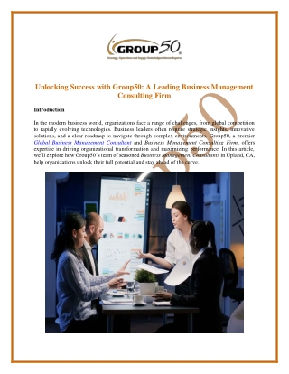 Unlocking Success with Group50: A Leading Business Management Consulting Firm