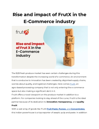Rise and impact of FrutX in the E-Commerce industry