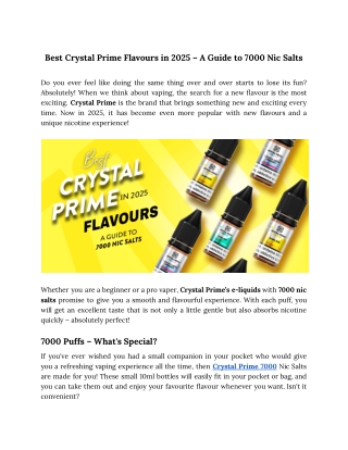 Best Crystal Prime Flavours in 2025 – A Guide to 7000 Nic Salts
