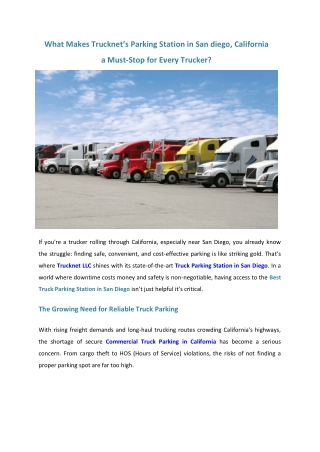 What Makes Trucknet LLC’s California Parking Station a Must-Stop for Every Trucker