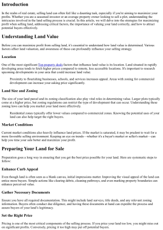 Maximizing Profit When Selling Land