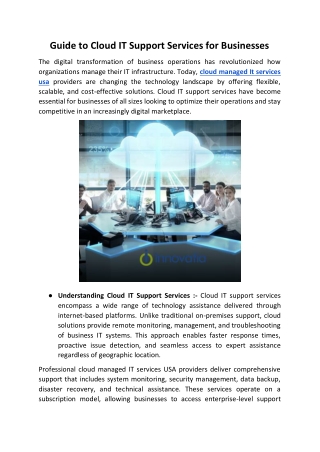 Guide to Cloud IT Support Services for Businesses