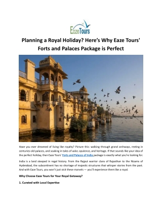 Planning a Royal Holiday? Here’s Why Eaze Tours' Forts and Palaces Package is Pe