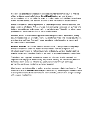 How Can Smart Cloud Services Drive Innovation and Efficiency?