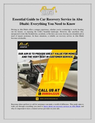 Essential Guide to Car Recovery Service in Abu Dhabi Everything You Need to Know