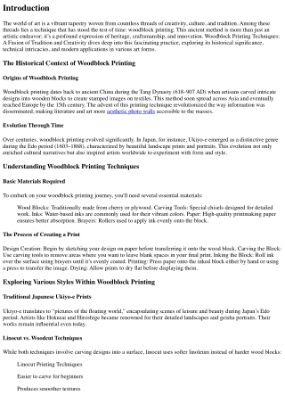 Woodblock Printing Techniques: A Fusion of Tradition and Creativity