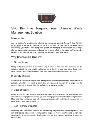 Skip Bin Hire Torquay: Your Ultimate Waste Management Solution