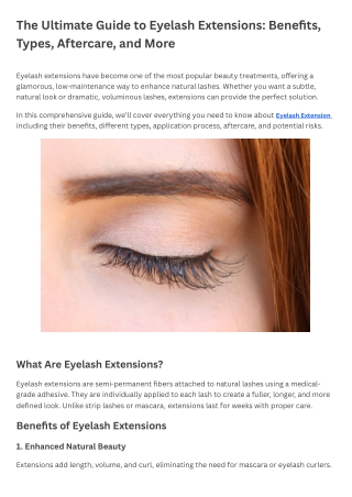 The Ultimate Guide to Eyelash Extensions Benefits, Types, Aftercare, and More