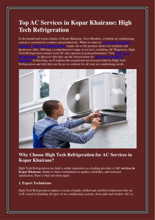 Top AC Services in Kopar Khairane