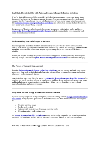 residential demand manager installer Tempe